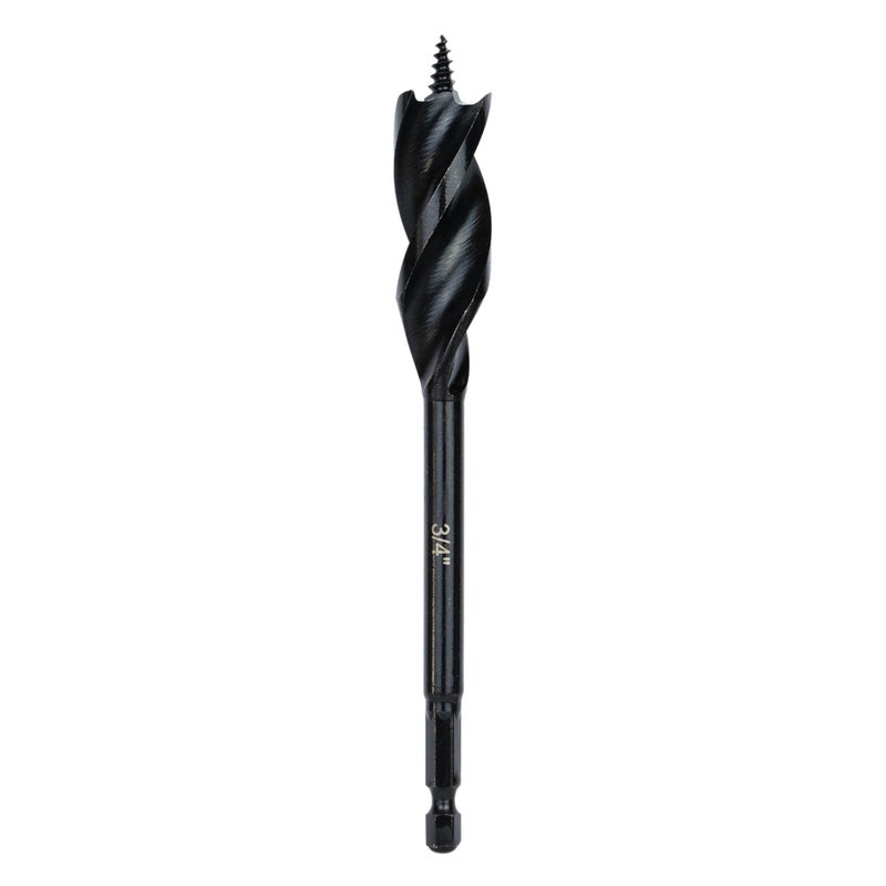 Greycore Tools 3/4 Inch x 6 Inch 3-Flute Auger Bit, Wood Drill Bit for Hard and Soft Wood, 1/4    Quick Change Shank, Woodworking Auger Bits (3/4    x 6    Auger) - Image 1